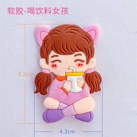 Kute nhựa dẻo bé gái tai mèo cầm BÌNH NƯỚC