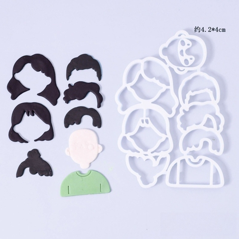 Set khuôn nhấn 7 chi tiết Bố - Mẹ + mặt + tóc mã 3D-392