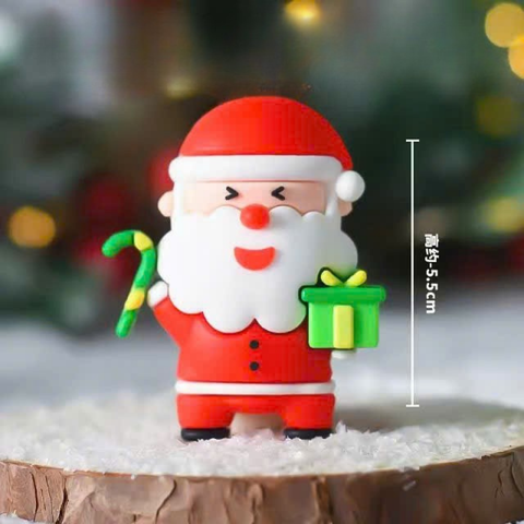 MC - Kute ông già noel đứng cầm gậy chữ J hộp quà xanh