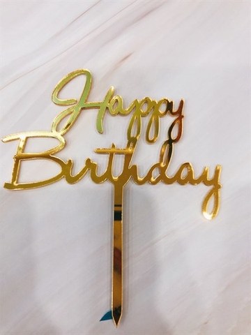 Topper mica HPBD vàng chữ HB to