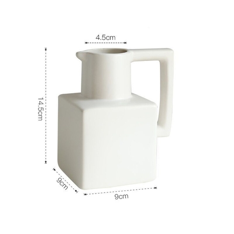 Bình decor thân vuông cổ tròn TRẮNG 14,5*9*4,5cm