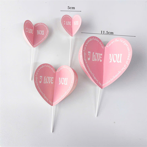 Set que giấy - tag tim lồng hồng I Love You (combo 2)