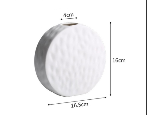 Bình decor tròn miệng tròn size to màu TRẮNG 16*16.5*4