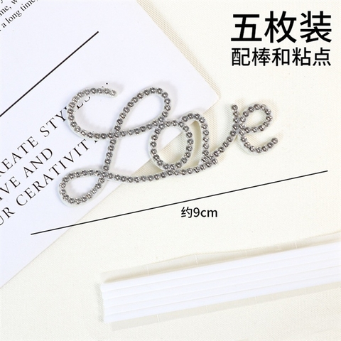 Set 5 Love đính đá màu trắng mã chữ hoa