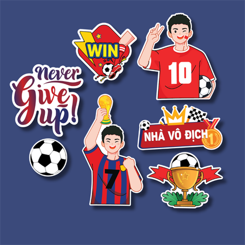 Set que giấy -cầu thủ bóng đá NEVER GIVE UP (combo 2)