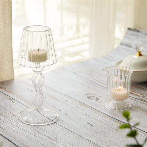 Đèn thủy tinh decor cao 18cm (màu trắng)