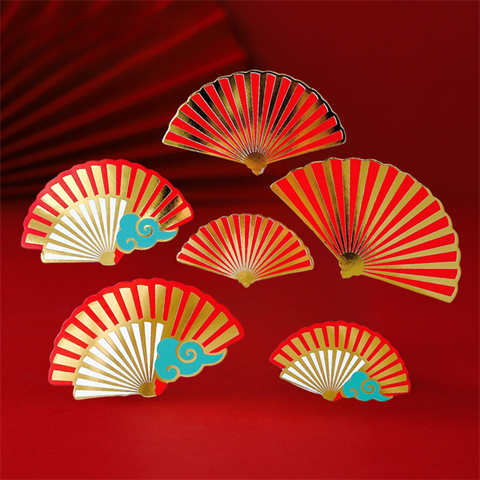 Set que giấy- TẾT ép nhũ QUẠT MÂY 12c