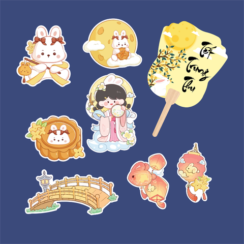 Set que cắm giấy TT -Thỏ vàng quạt ba tiêu - TẾT TRUNG THU (combo 2)