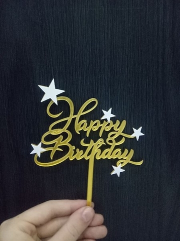 @Topper mica HPBD vàng 5 sao