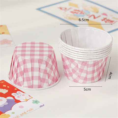 Set cốc cupcake giấy kẻ HỒNG lốc 100c