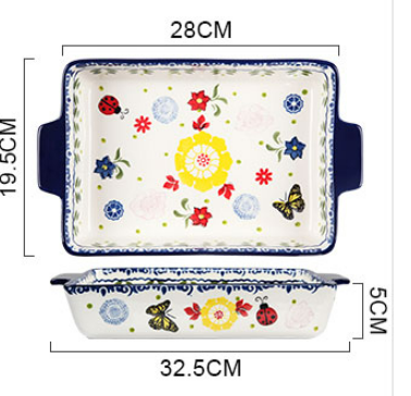 A156 Thố hoa bướm chữ nhật có tay cầm 28.5*15*5.5cm