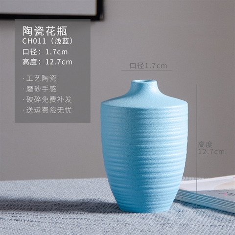 BH10- bình hoa chân to cổ nhỏ màu xanh ngọc 13*9cm
