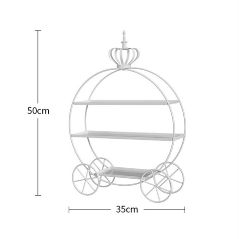 Cakestand xe 3 tầng vương miện 50*35*10cm - TRẮNG