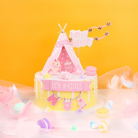 Set que cắm lều+ HPBD+ Cổng It’s a girl HỒNG
