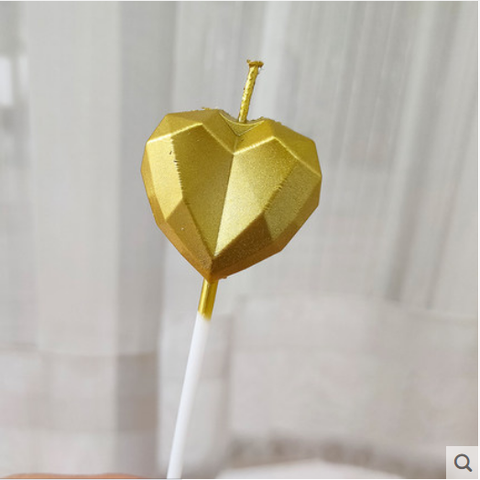 Nến TIM kim cương VÀNG