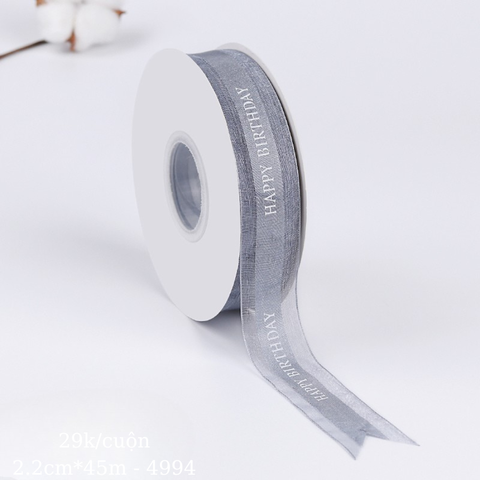 RB HPBD xám chữ TRẮNG khổ 2.2cm (45m)CAO CẤP