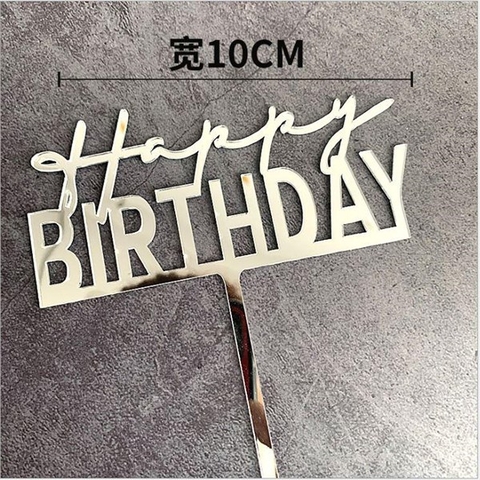 Topper mica HPBD chữ thường-in BẠC(mẫu mới)