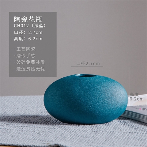 BH2 Bình hoa cỏ sò màu xanh cổ vịt tròn thấp 2.7*6.2cm