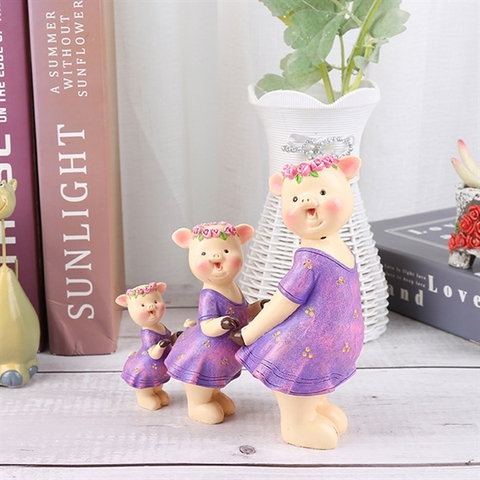 Set ba bé heo đội hoa Màu tím