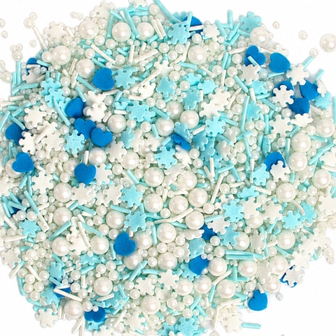 Cốm mix tròn, sợi, tim hạt dẹt tone xanh trắng 100g