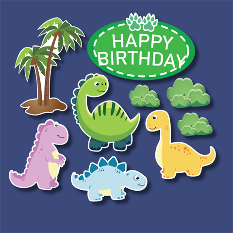 Set que giấy HPBD khủng long cây dừa tán cây(combo 2)