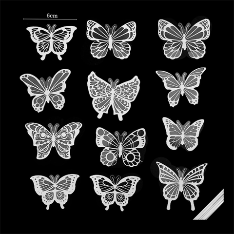 SET 12 BƯỚM 3D MICA MỎNG MÀU TRẮNG