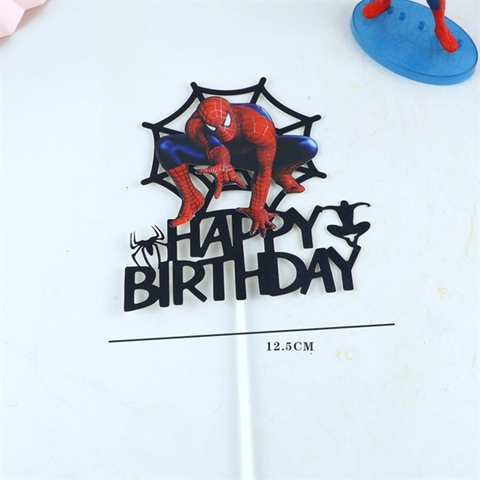 Que cắm HPBD Spiderman + Mạng nhện đen 1 que