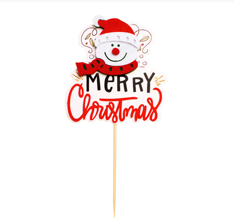 Que cắm noel người tuyết mũ len + khăn quàng đỏ