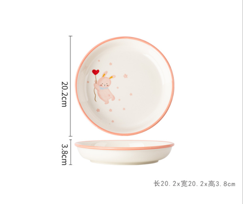 THỎ ÔM TIM- Đĩa tròn- 20.5*5cm- 450g