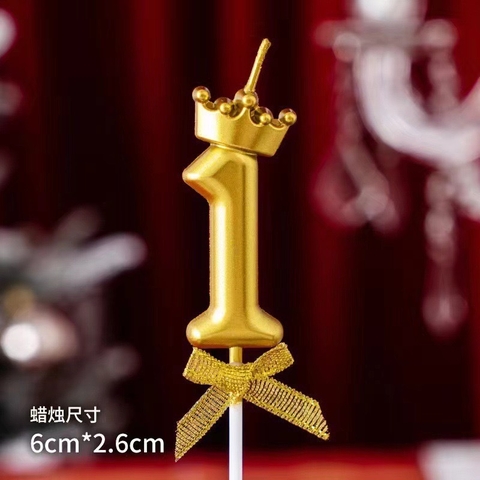 Set 10 nến số vương miện vàng số 1