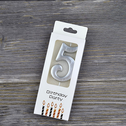 Nến số nhũ bạc 5