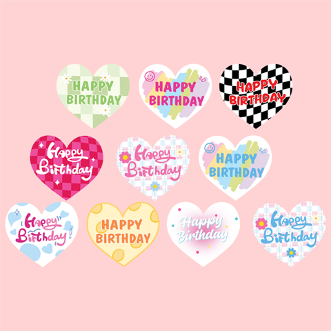 Set Tag giấy HPBD hình TRÁI TIM mix họa tiết (50 TAG)