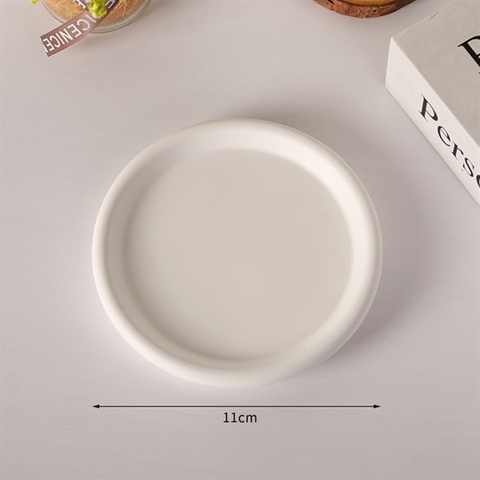 Đĩa decor tròn nhỏ trắng sứ 11cm