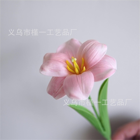 Hoa tulip bông nở PU HỒNG