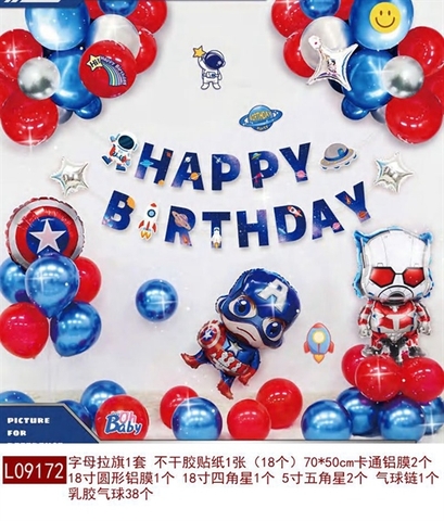 SET Bóng bay + Bóng chữ HPBD + PHụ kiện L09172 xanh đỏ