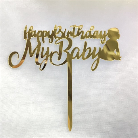 Topper mica HPBD my baby VÀNG