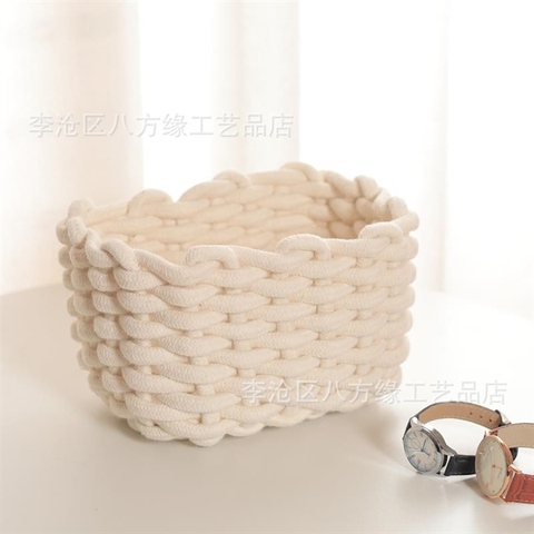 Giỏ vải đan 13*14*18cm - TRẮNG KEM