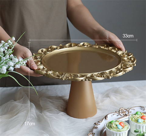 Cake stand vàng hoa 33cm