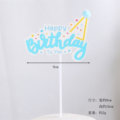 Que cắm HPBD to you mũ sinh nhật sao XANH