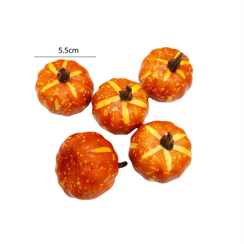 HLW- SET 5 Quả BÍ NGÔ XỐP màu CAM SỌC VÀNG