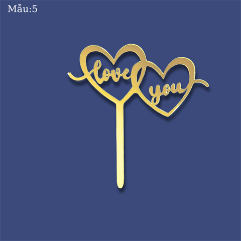 Topper mica 2024 Love You 2 tim lồng VÀNG M5