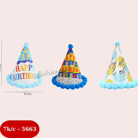 Mũ sinh nhật màu XANH Mix mẫu