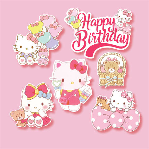 Set que giấy - HPBD mèo hello kitty (combo 2)