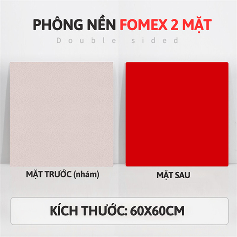 Tấm phông nền fomex hai mặt 60*60cm - ĐỎ + KEM (nhám)