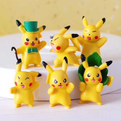 Đồ chơi trang trí Pikachu vàng NHỰA ĐẶC ( 6 con )
