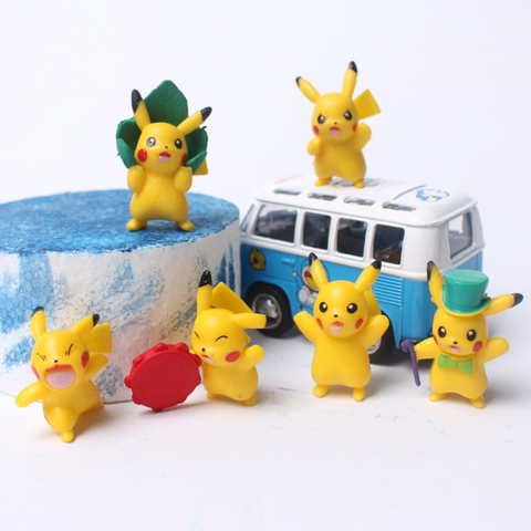 Đồ chơi trang trí Pikachu vàng NHỰA ĐẶC ( 6 con )