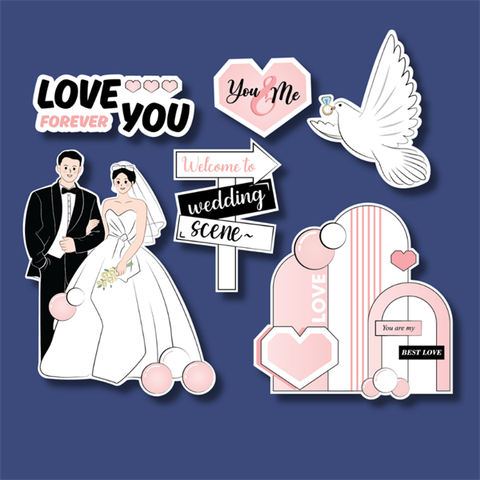 Set que giấy CÔ DÂU, CHÚ RỂ + LOVE YOU FOREVER (combo2)