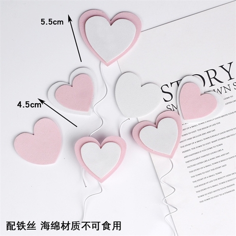 Set que cắm 8 TIM xốp TO NHỎ 2 LỚP hồng trắng