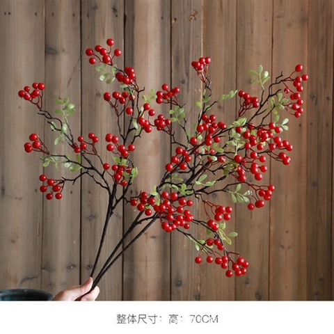Cành quả Phát Tài (70cm 10 chùm) Màu ĐỎ