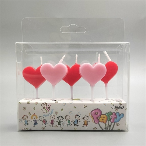 Vỉ 5 nến TIM màu HỒNG ĐỎ